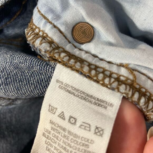 Free People Blue Jean Shorts Distressed Cut-Off size 25 - Picture 3 of 8